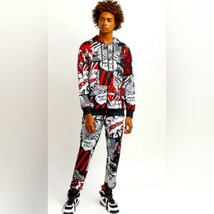 NWOT Cartoon character red and black track suit.